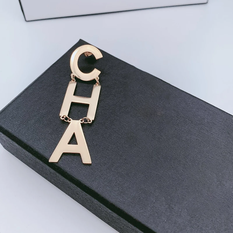 

CHA Letter Dangle Earrings for Women Gold Stainless Steel Alloy Crystal Pearl Drop Earrings Brand Jewelry Bijoux Lover Gifts