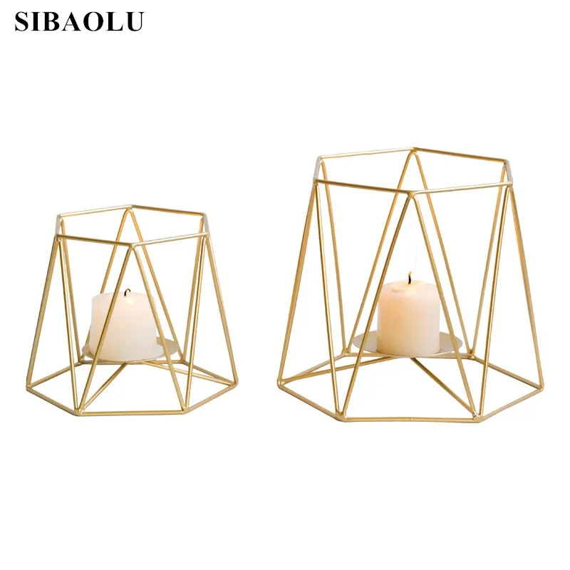 

Nordic Gold Geometric Iron Candlestick Home Decor Candlestick Table Romantic Candlelight Dinner Props Candelabros De Velas Gift