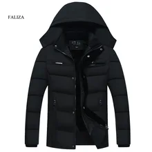 FALIZA New Winter Jacket Windproof Hood Men Jacket Men Warm Fashion Down & Parkas Cotton-padded Jackets Plus Size MY-K