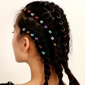 

1Set Silver Golden Red Hair Braid Dread Dreadlock Beads Adjustable Cuff Clip 8mm Clip Metal Tube Lock Hair Accessories