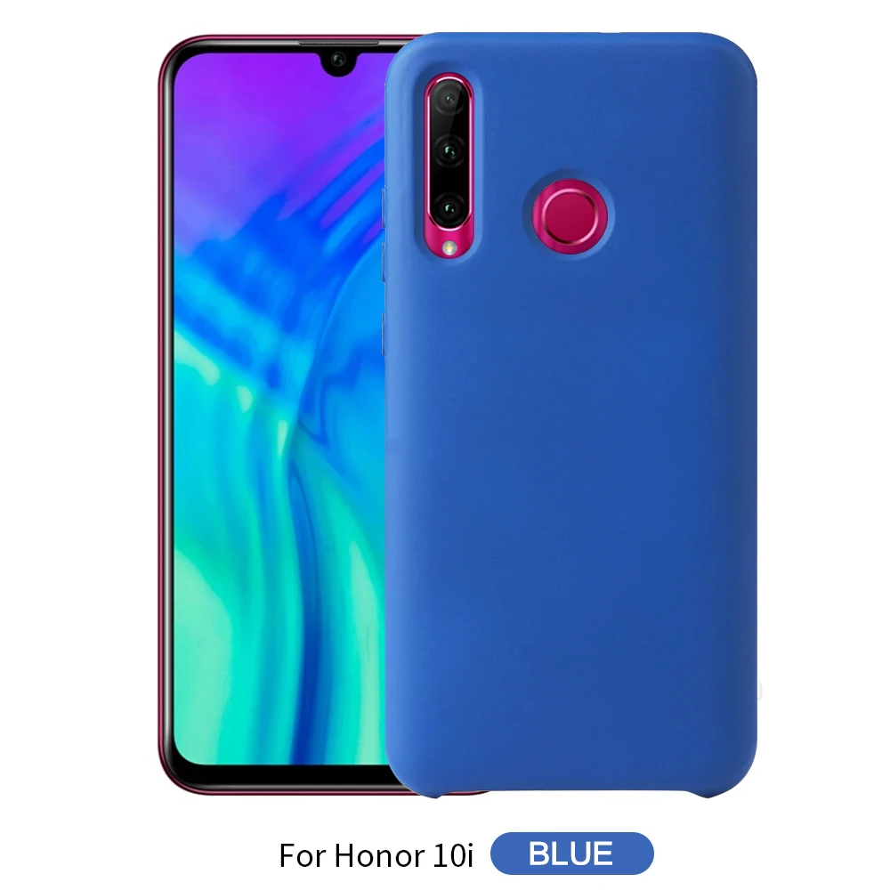 Etui huawei P Smart чехол для телефона на Funda huawei Honor 10i чехол Официальный жидкий силиконовый мягкий чехол Honor 10i чехол - Цвет: Синий