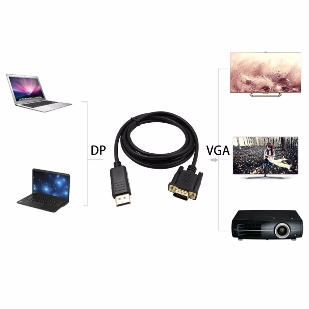 1.8 m البسيطة DisplayPort إلى VGA مهائي كابلات كامل HD 1080 P الذكور إلى الإناث موانئ دبي إلى محول VGA كابل لجهاز ماكبوك HDTV العارض 1.8 m البسيطة DisplayPort إلى VGA مهائي كابلات كامل HD 1080 P الذكور إلى الإناث موانئ دبي إلى محول VGA كابل لجهاز ماكبوك HDTV العارض
