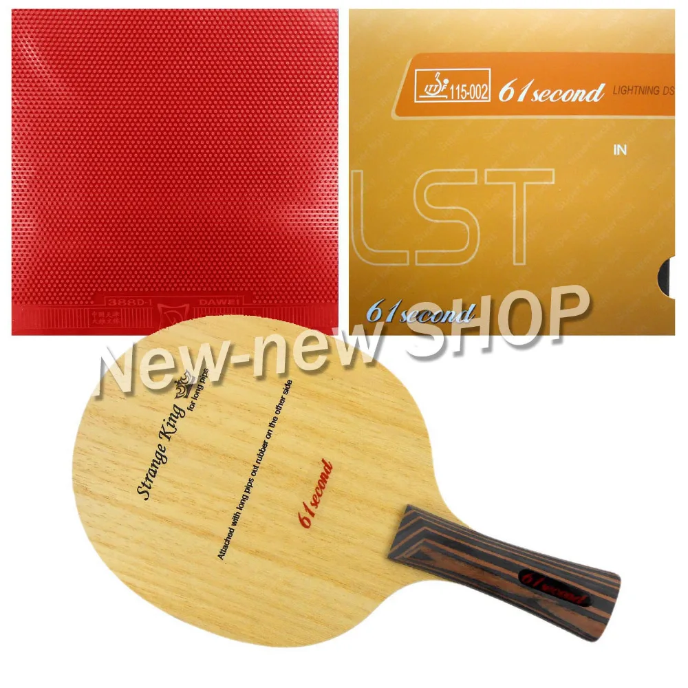 

61second Strange King Blade with Lightning DS LST and Dawei 388D-1 Rubbers for a Racket with a free Cover Long Shakehand FL