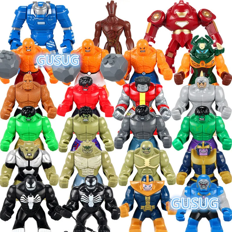 

GUSUG 10PCS Super Hero big Size HULK BUSTER Green Goblin Rhino Venom Juggernaut Building Blocks Best Gift Baby Toys