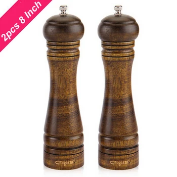 

2PCS 8" Europe Classic Style Hand Wooden Spice Mill with Ceramic Core Herb & Spice Tool Set Herb Peper Salt Mills Shaker Spray