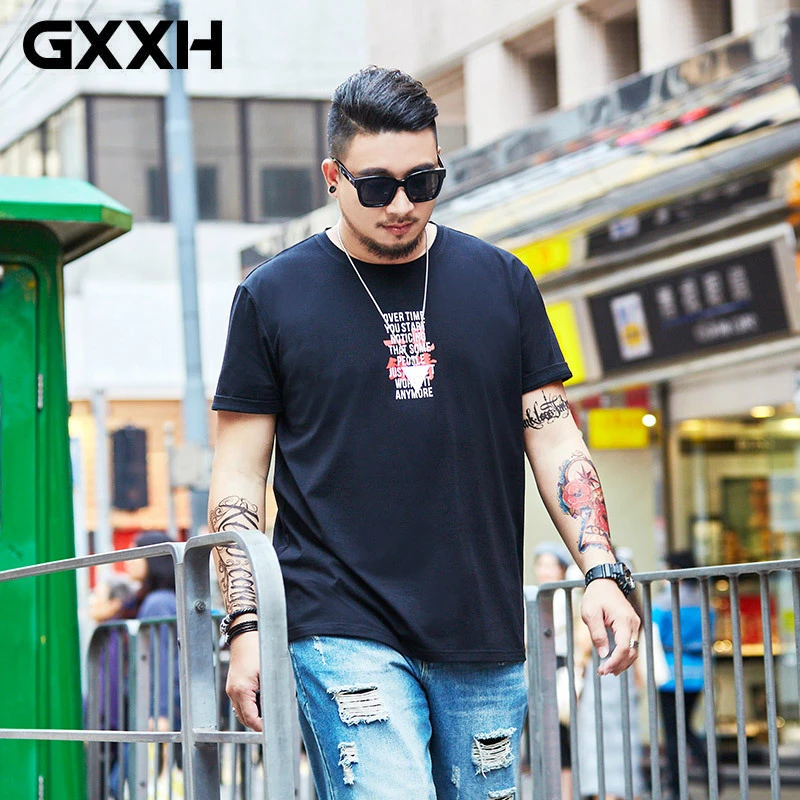 Summer 2019 GXXH Men O neck TShirt Chinese Style Fat Guy Plus Size Men ...
