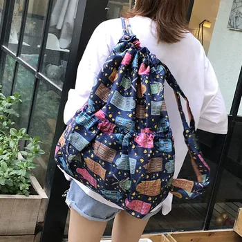 

2019 new fashion women backpack bag male polyester Large Capacity Flower Ethnic Style Waterproof Nylon Shoulders Backpacks