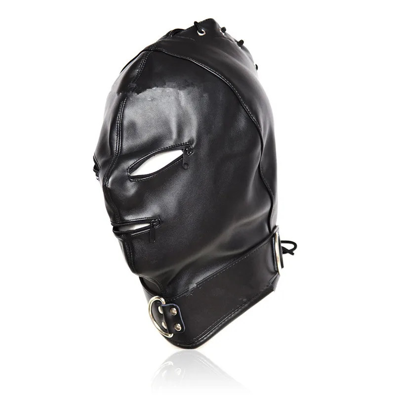 Новая сексуальная маска для косплея для мужчин и женщин, ролевые игры, SM, секс-маска мастера, мягкая искусственная кожа, полный шлем для лица, маска мастера собаки, регулируемая - Цвет: Black