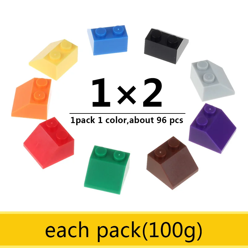 

1x2 Bulk Bevel Bricks Classic Base Building Blocks Colorful Enlighten Learning Toys For Kid Each Pack 100g About 96 PCS