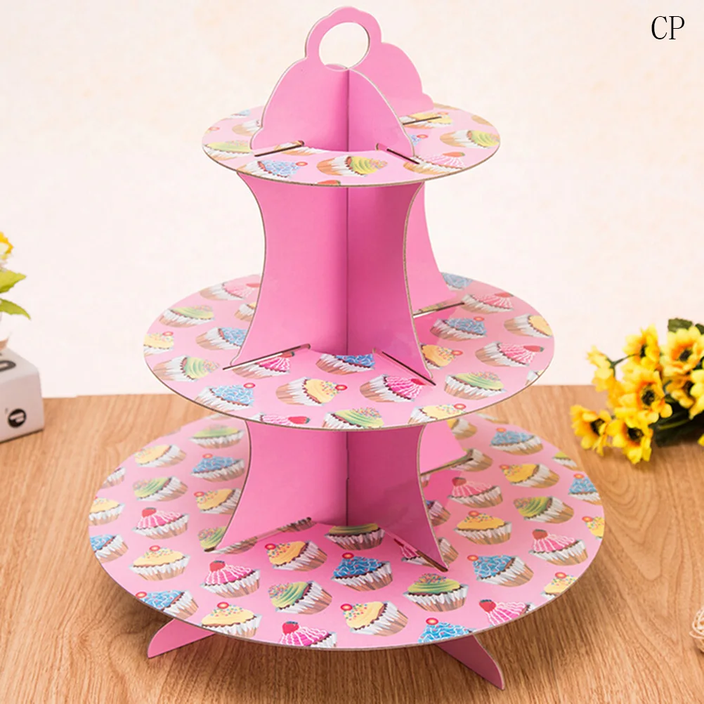 1Pcs Round Cake Stand Birthday Party Paper Cake Stand Cupcake Plate For Wedding Cake Display