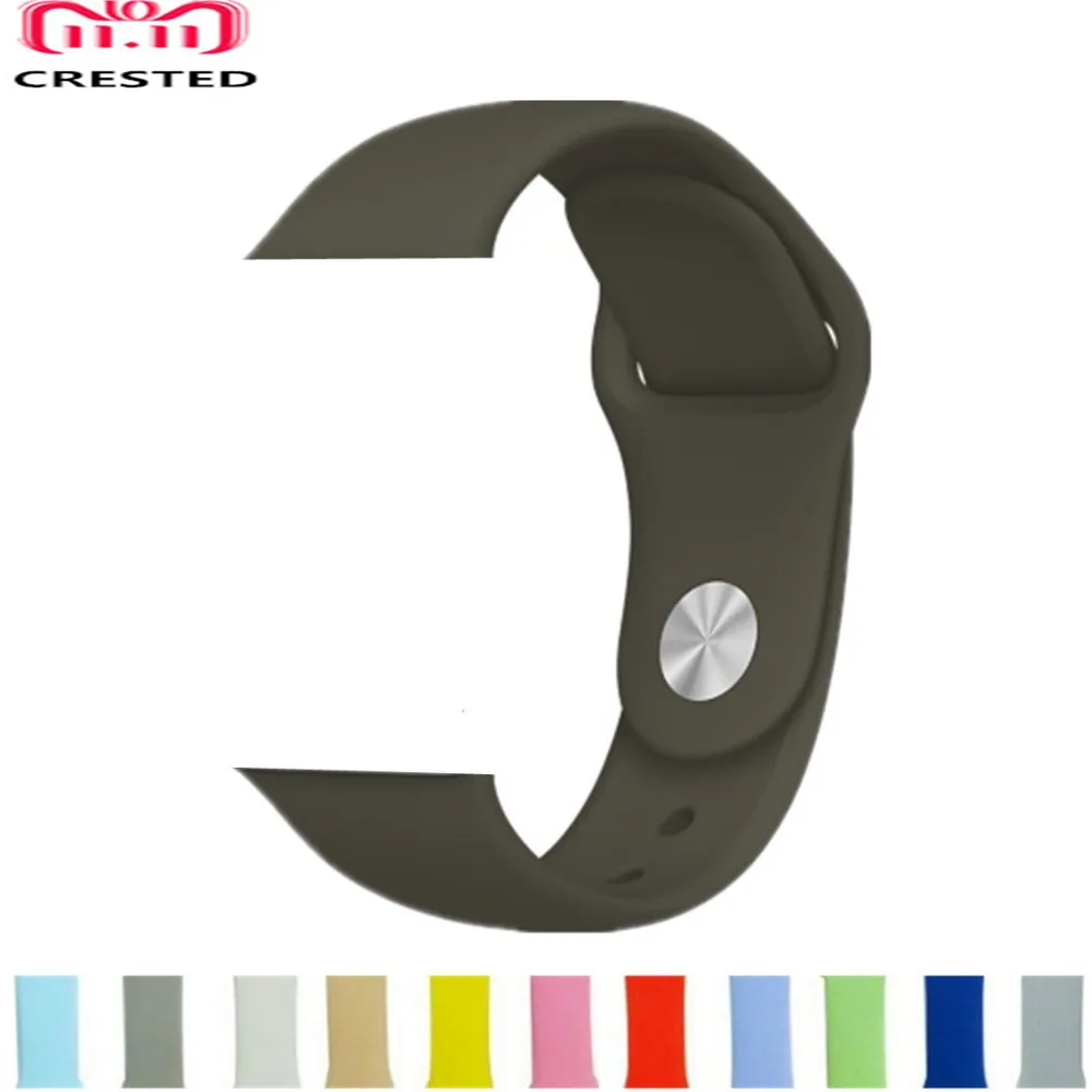 

CRESTED Silicone Sport Strap For Apple Watch 4 Band 44mm/40mm iWatch Series 3/2/1 42mm/38mm Wrist Bracelet rubber watchband belt