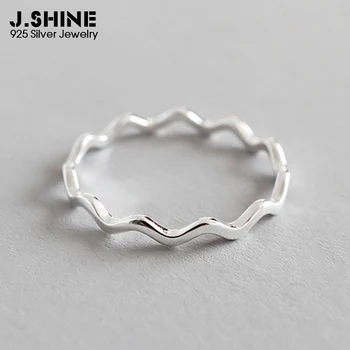 

JShine 925 Sterling Silver Rings for Women Simple Thin Curve Wave Line Smooth Stackable Ring Prevent Allergy 925 Silver Jewelry