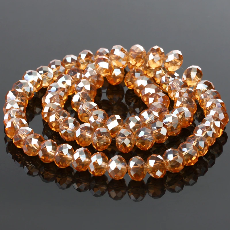 8MM AB Color 200pcs/lot Cut Faceted Crystal Glass Beads Strings For DIY