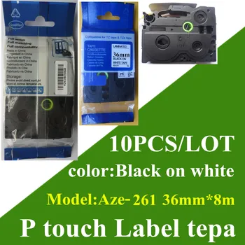 

10PCS high quality 36mm Mixed TZe-261 label tape Aze-261 black on white Compatible P touch Label Printer paper tags