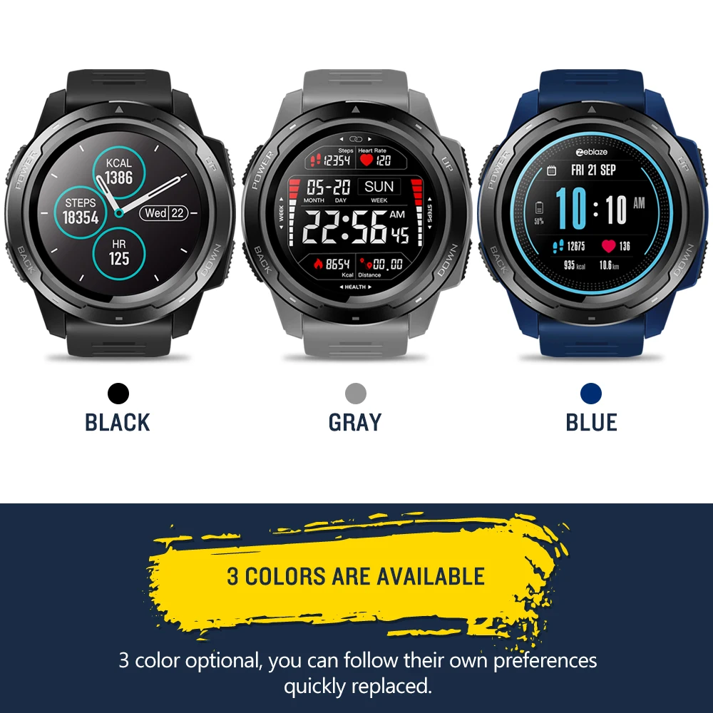 Zeblaze VIBE 5 Color Display Big Screen IP67 Waterproof Heart Rate Smartwatch Multi-sports Modes Fitness Tracker Smart Watch Men