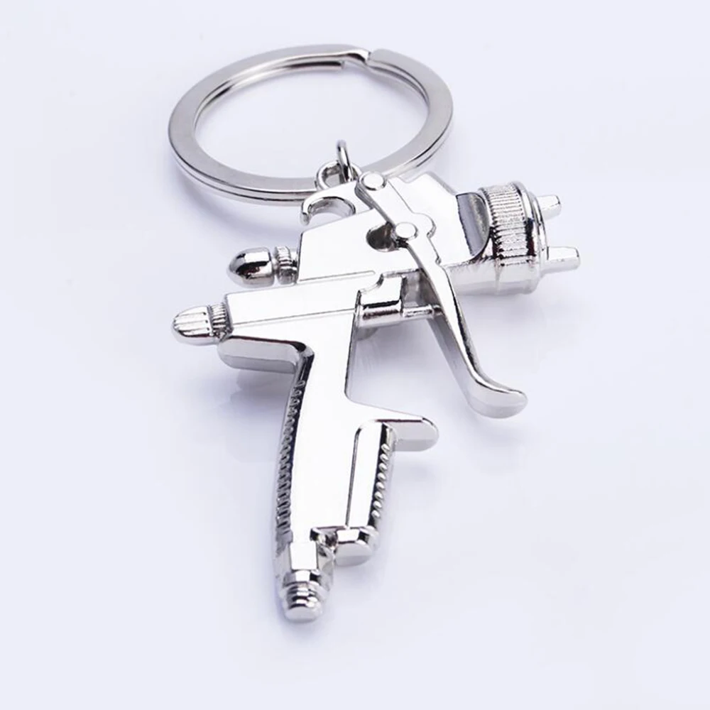 

Silver Water Spray Gun Keychain Zinc Alloy Men Car Key Chain Motorcycle Auto Accessories Turbo Key Ring Holder Keyfob KeyRings