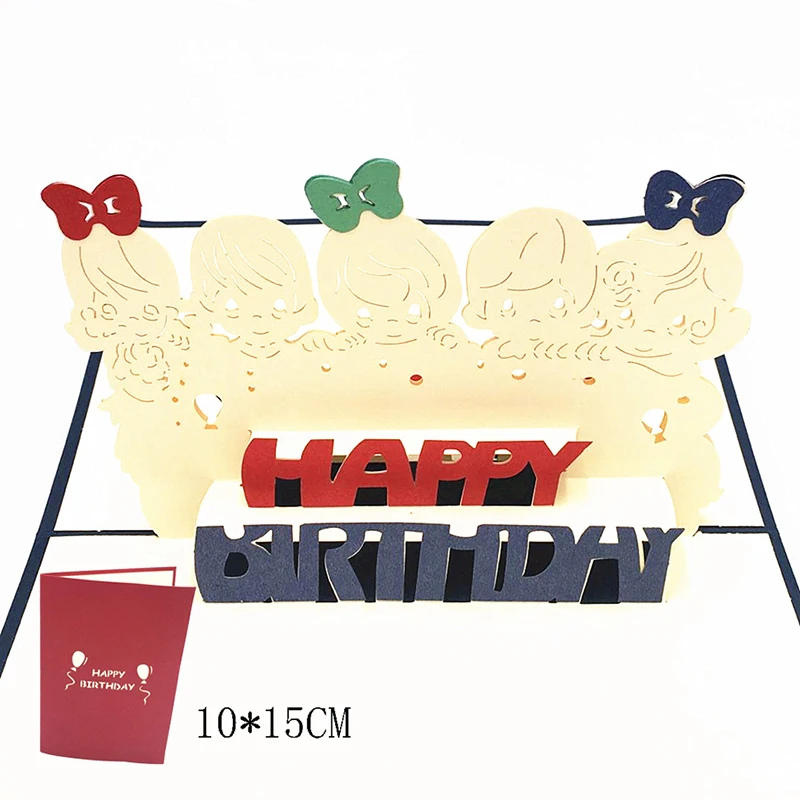  1pcs Handmade 3D Pop Up Card Paper Greeting Kirigami Card Children Invitation Happy Birthday Postca - 32961454094