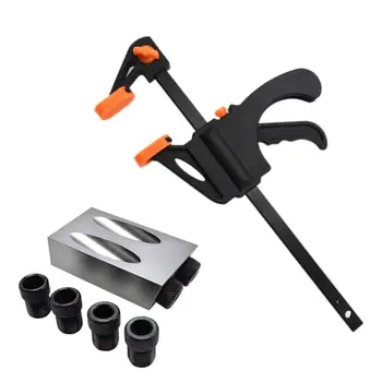 

8pcs/set Pocket Hole Jig Kit 15 DegreeAngle 6/8/10mm Adapter Oblique Drill Guide Puncher Locator Woodworking Tool