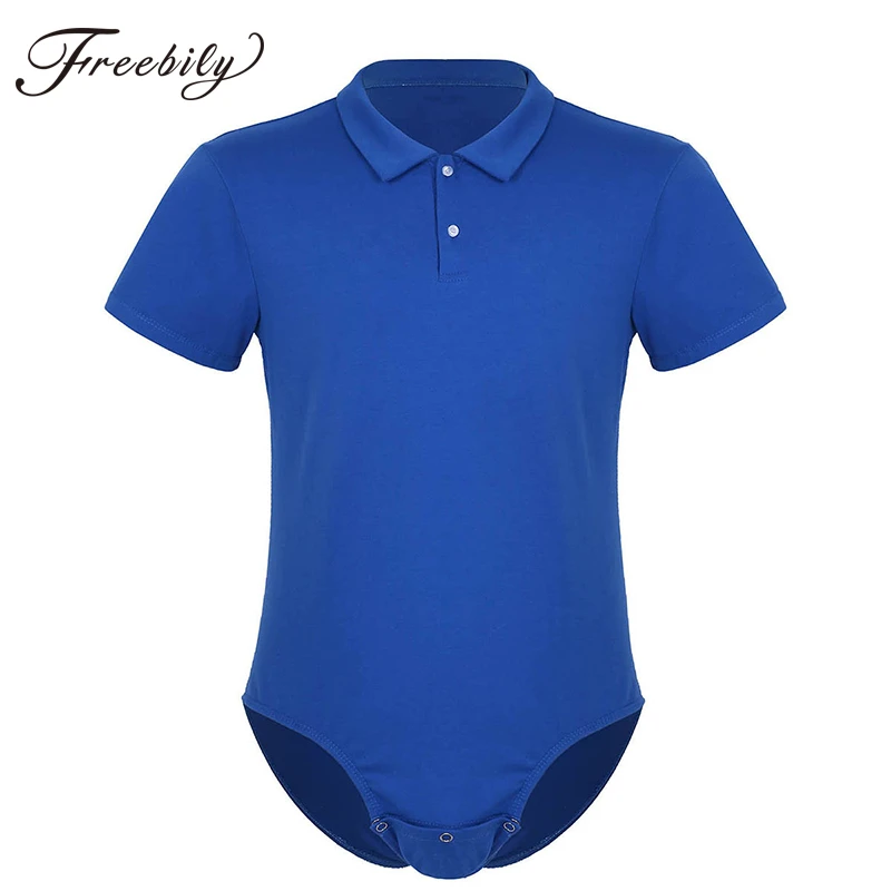 Men Short Sleeve Bodysuit Boxer Shrots One Piece Jumpsuit Sports Romper Leotard