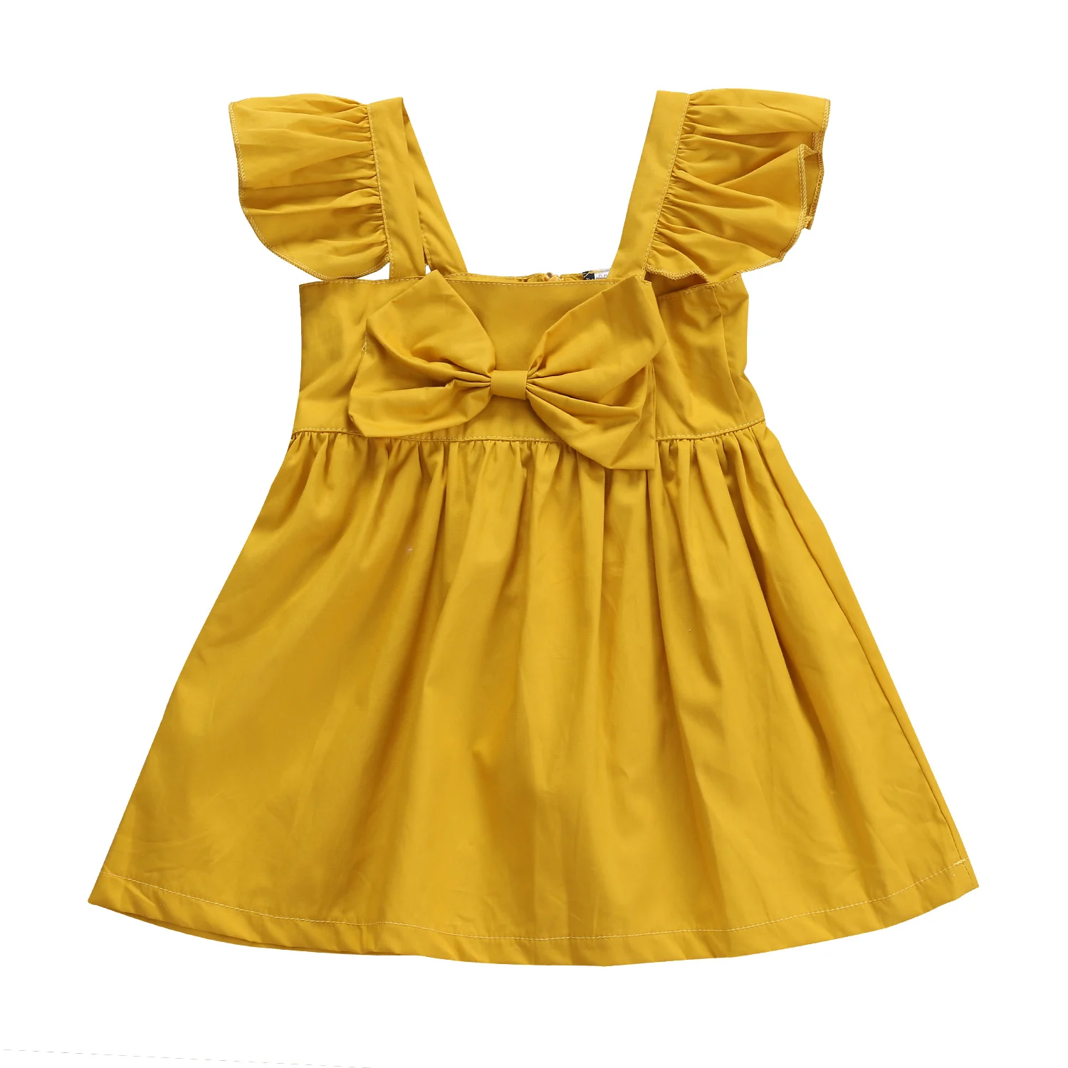 

Newborn Infant Kid Baby Girl Dress Clothes Princess Party Bow Yellow Tutu Beach Summer Dress