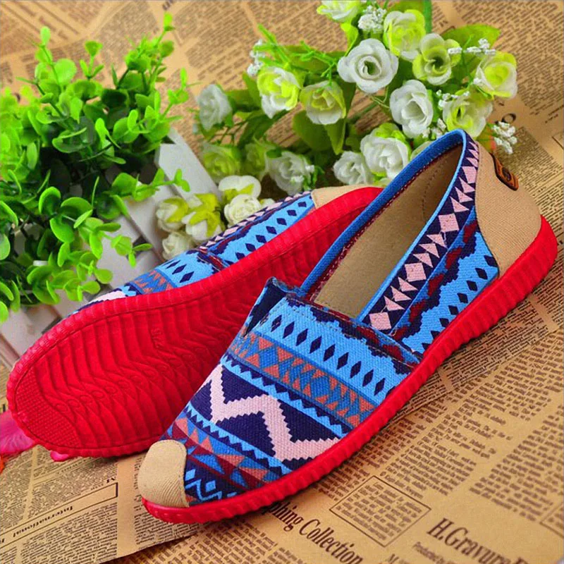 QPFJQD 2019 Primavera Verano algodón Vintage señoras zapatos planos cómodos  Retro deslizamiento en mujeres planos Casual zapatos de barco transpirable  - AliExpress Calzado