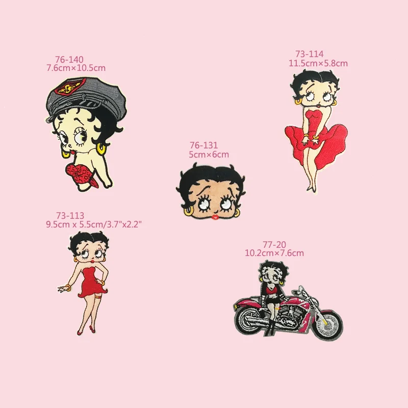 Betty Boop с персонажами из мультфильмов для девочек красное платье аппликацией