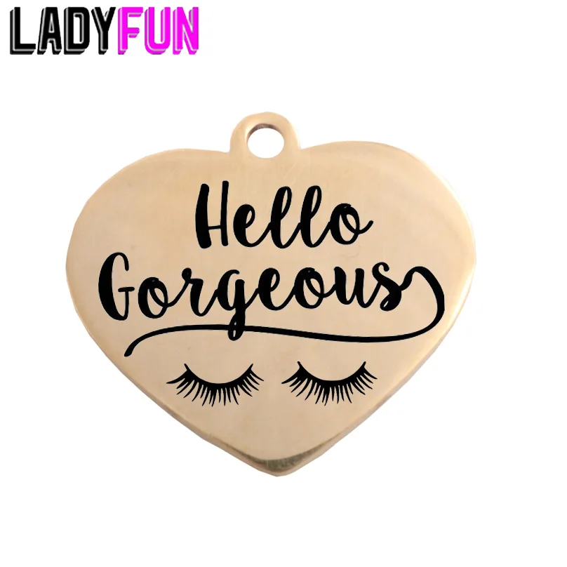 

Ladyfun Customizable Hello Gorgeous Eyes Pendant Charm Heart 18*20mm Sexy Beautiful Lady Jewelry Charms For DIY Jewellery Making