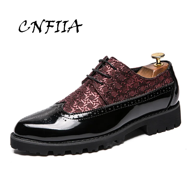 

CNFIIA Leather Shoes Mens Shoes Casual Black Red Male Footwear 2018 Fashion Designer High Quality Mens Luxury Shoes Walking New
