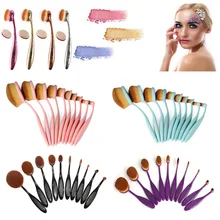 2017 New 10Pcs Oval Shaped Soft Makeup Brushes Set Powder Foundation Cream Liquid Eyeshadow Eyeliner Lip