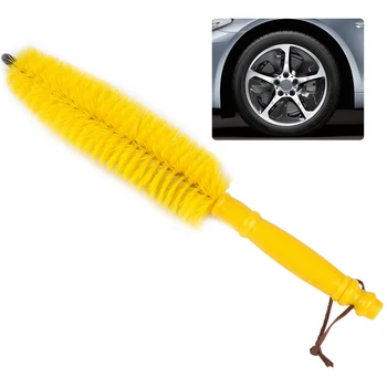 

DWCX Car Vehicle Motorcycle Yellow Wheel Tyre Tire Rim Hub Long Brush Scrub Cleaner Wash Tool Fit for VW Mercedes-Benz Audi BMW