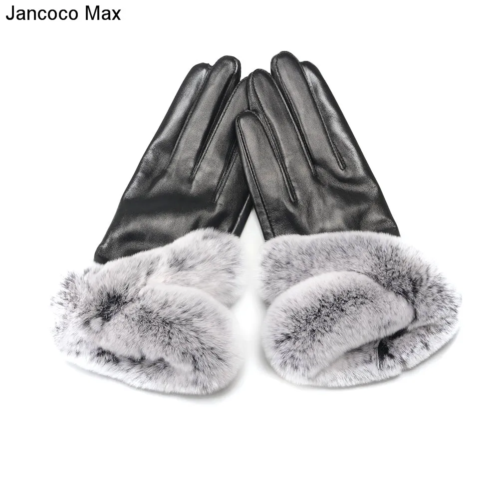 Jancoco Max 2019 женская натуральная перчатки из овечьей кожи Мягкий кроличий мех сенсорный экран варежки на весну и зиму теплые S2036