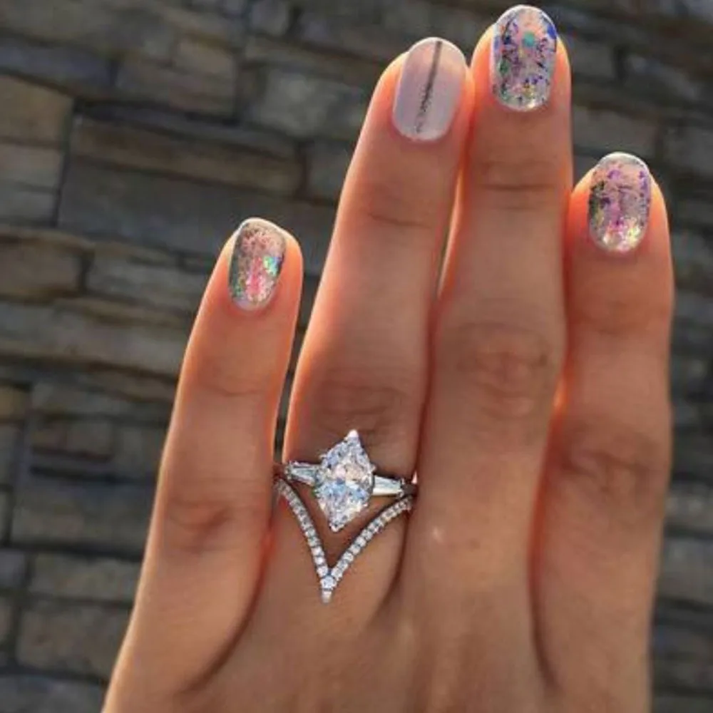 R333 17IF, модные кольца Engagemen с цирконием и кристаллами для женщин и девочек, набор серебряных обручальных колец, свадебные ювелирные изделия для влюбленных, вечерние, подарок - Цвет основного камня: R333