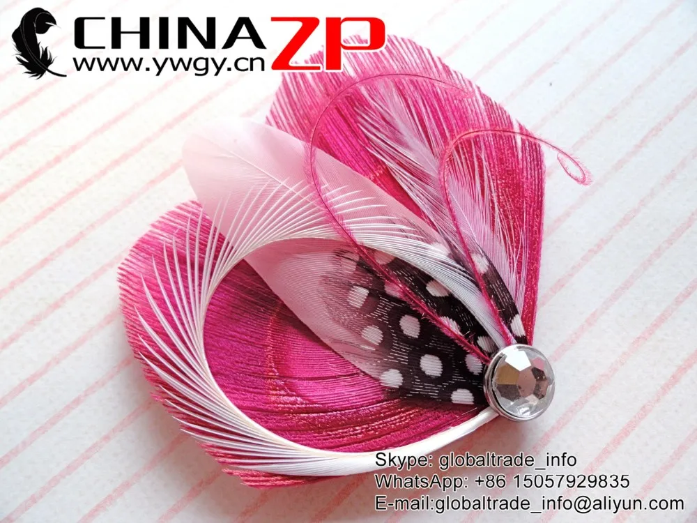 CLHOE in Hot Pink Peacock Feather Hair Clip, Pink Feather Fascinator1