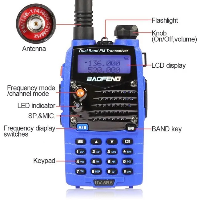 Pofung/BaoFeng UV-5RA двухстороннее радио, двухдиапазонный UHF/VHF Ham 136-174/400-520 МГц