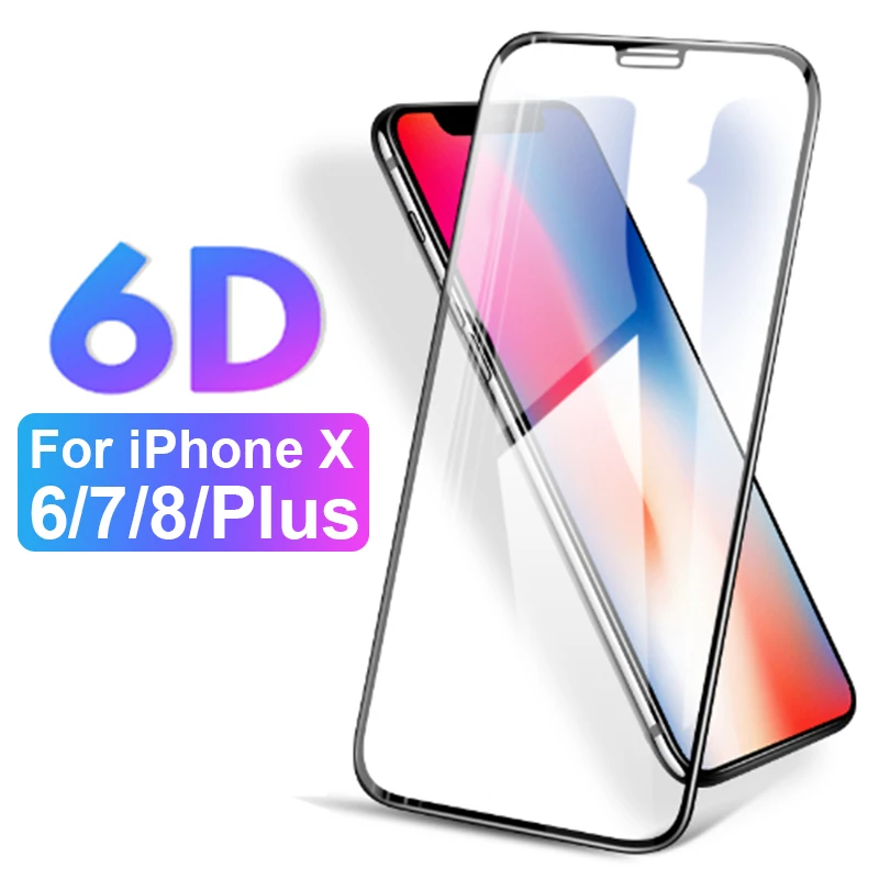 6D Защитное стекло для iPhone X защита экрана aphone 7 8 6 Plus verre tremp i Phone 10 закаленное iphoe Glas