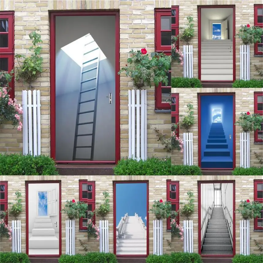 

3D Wall Sticker Decal Art Decor Vinyl Removable Mural Poster Stair Scene Window Door Free Shipping Drop Shipping 2017d18