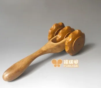 Thin leg massage roller Vietnamese wood back massage stick Wooden lunar rover Hand push leg neck waist massage wheel device