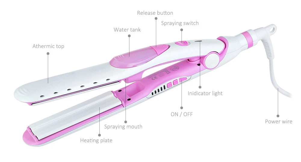 Профессиональный Выпрямитель для волос пара Турмалин Керамика Flat Iron Vapor нагревательного элемента спрей Chapinha Para Cabelo Инструменты для укладки