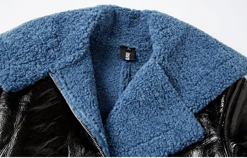 2019 Высокое качество осень зима кожаная куртка женская Свободная куртка кожаная классная куртка из искусственной овечьей шерсти
