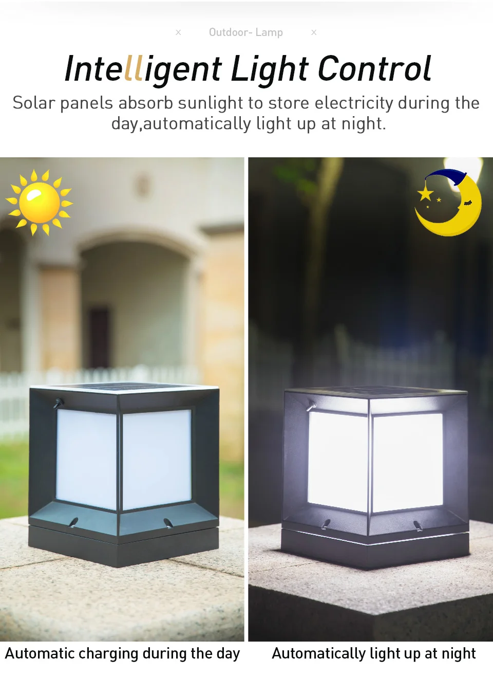 Luzes de Fundição de Alumínio sem Fio à Prova Estigma para Jardim ao ar Coluna Solar Dwireless Água Dupla Cor Led Lâmpada Livre Post Caps 4 Coluna solar luzes de fundição de alumínio