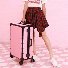 CARRYLOVE 2" 24" дюймов розовый Дорожный чемодан Спиннер девушка винтаж тележка чемодан на колёсиках