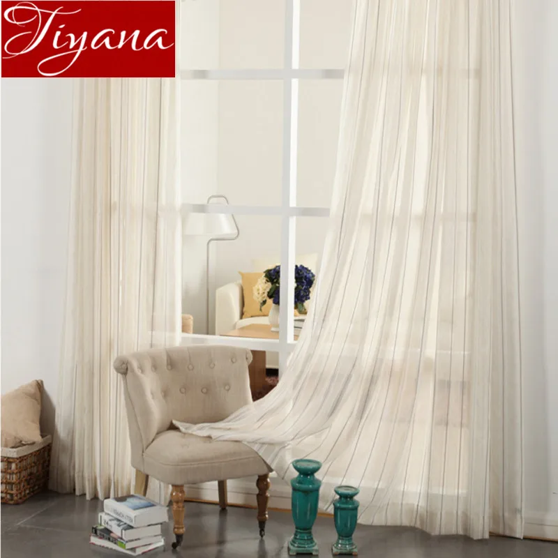 Striped Linen Curtain Panels Curtains Striped Curtains Voile Window Screen Yarn Panel Modern Living Room Bedroom Balcony Kitchen Tulle Custom