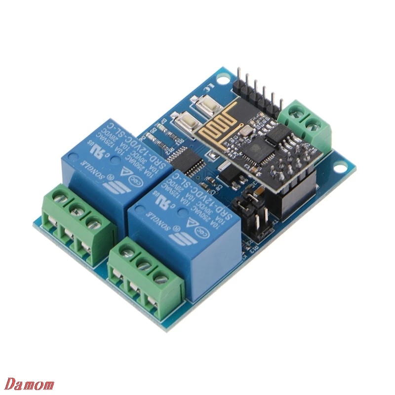 

WIFI Relay Module ESP8266 IOT APP Controller 2-Channel For Smart Home 12V Damom