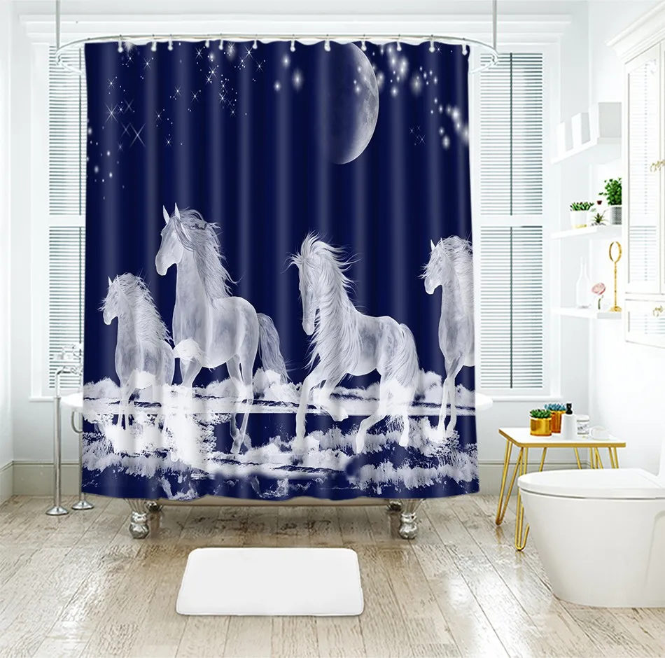 Buy Horse Running at Blue Night Pattern 3d View Shower