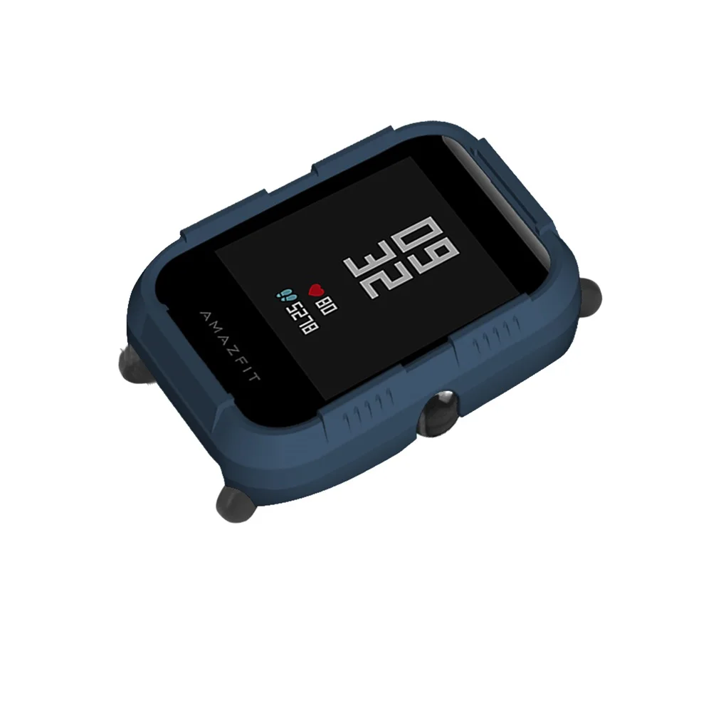 Чехол из поликарбоната для Huami Amazfit Bip чехол протектор для Xiaomi Amazfit Bip Молодежные умные часы Аксессуары Защитный Корпус рамка рукав - Цвет: Dark blue