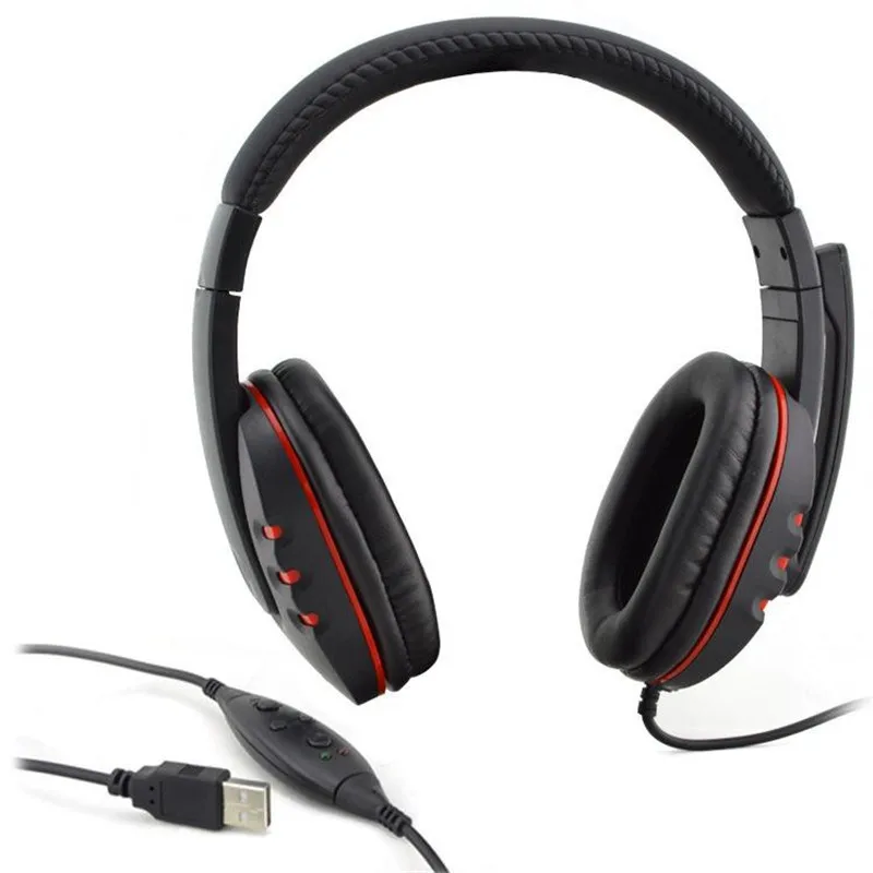 

PRO USB Stereo monitor Headphone Microphone Gaming Cascos Headset para ordenador For PlayStation PS3 PC Desktop Notebook