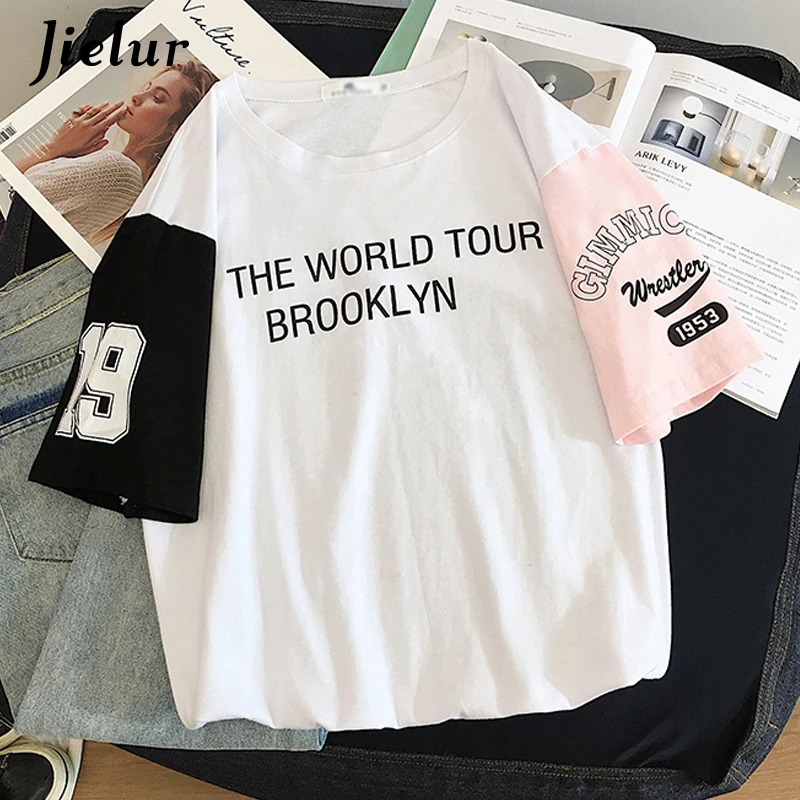 Jielur موجة اللون الإناث بلايز الصيف إلكتروني طباعة المحملة قمم المرأة فضفاض س الرقبة الأبيض منس قصيرة الأكمام الحلو المحملة قميص s-XL Jielur موجة اللون الإناث بلايز الصيف إلكتروني طباعة المحملة قمم المرأة فضفاض س الرقبة الأبيض منس قصيرة الأكمام الحلو المحملة قميص s-XL