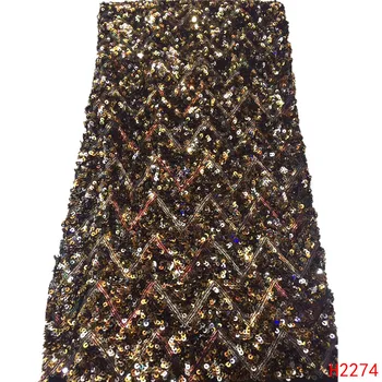 

2019 New Design Tulle Lace Fabric Sequins French Lace Fabric Nigerian Lace Fabric For Women Party Dress HX2274