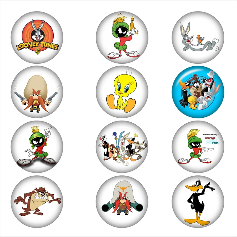Стеклянная кнопка с мультяшным кроликом Looney Tunes ювелирные изделия сделай сам