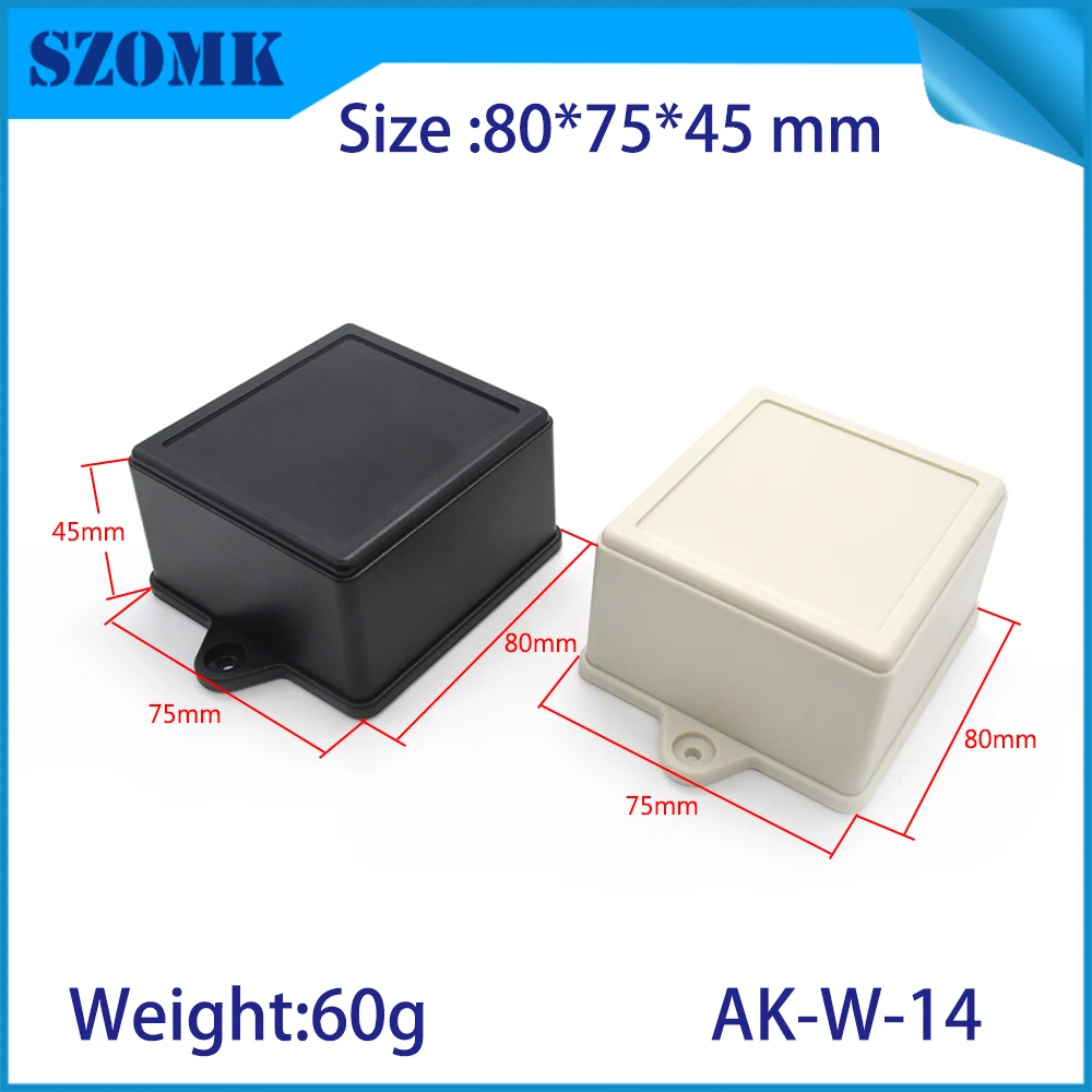 

1 pcs wall mount szomk control plastic enclosure abs electronics housing 80x75x45 mm pcb housing case for diy instrument case